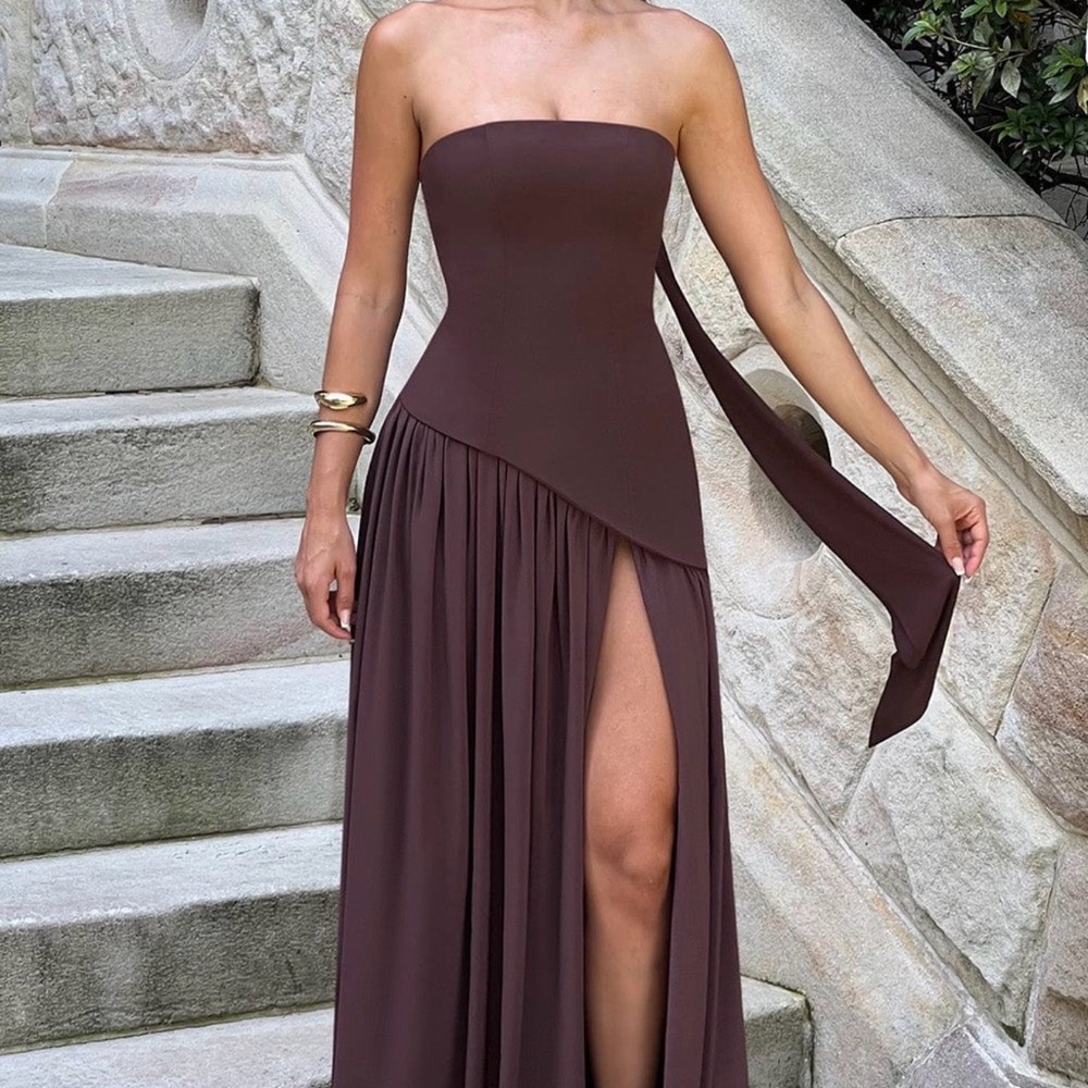 Chocolate Brown Dress with slit